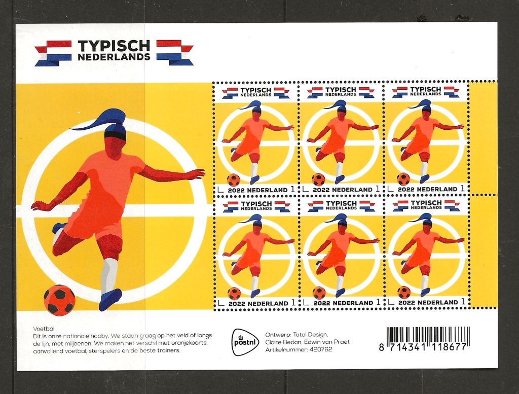Vel Typisch Nederland Voetbal, no V4052, postfris, Ophalen of Verzenden, Postfris