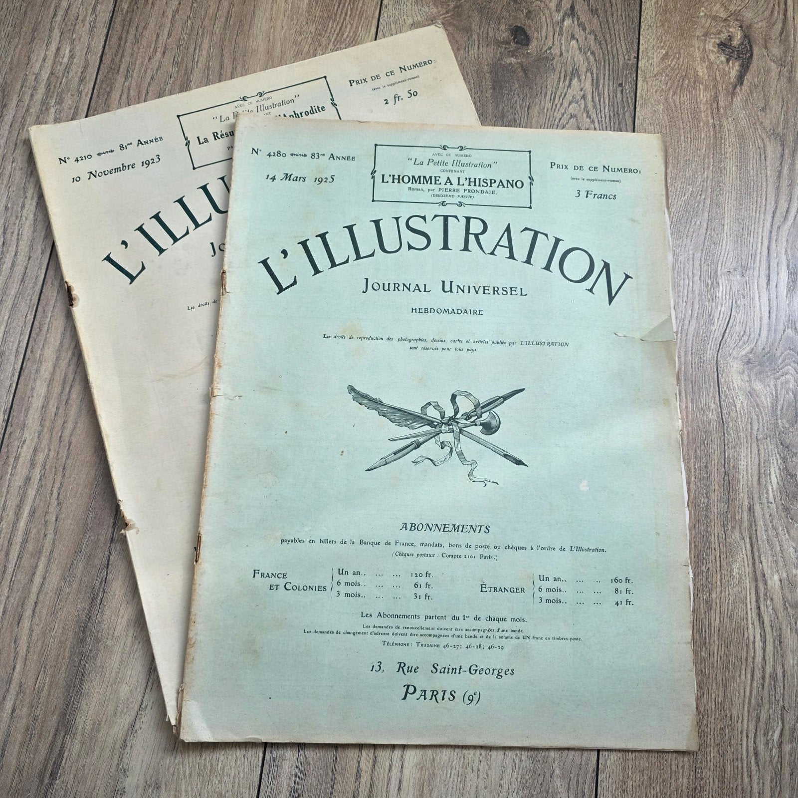L'Illustration kranten,  3 st. 1923, 1924 en 1925, Verzenden, Gelezen, Muziek, Film of Tv