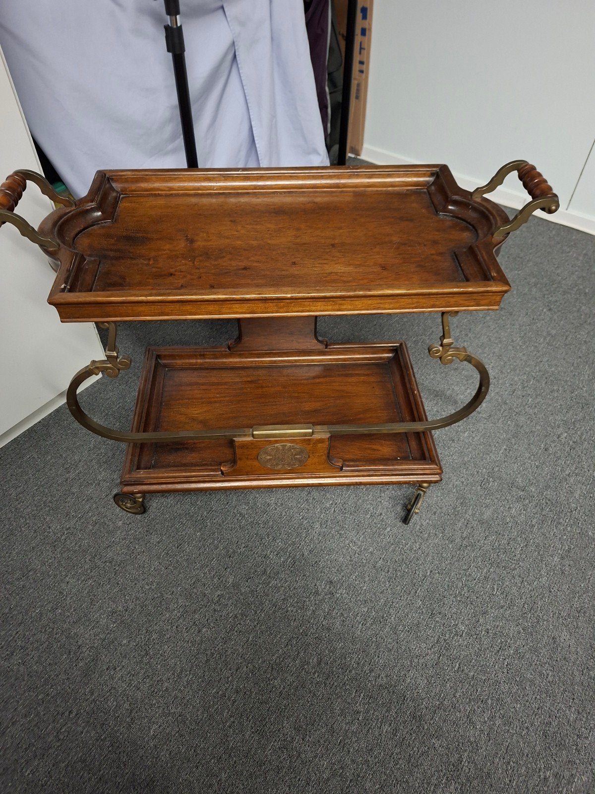 Prachtige Antieke / Vintage Serveerwagen – Mahonie & Messing, Ophalen, Minder dan 55 cm, Gebruikt, 60 cm of meer