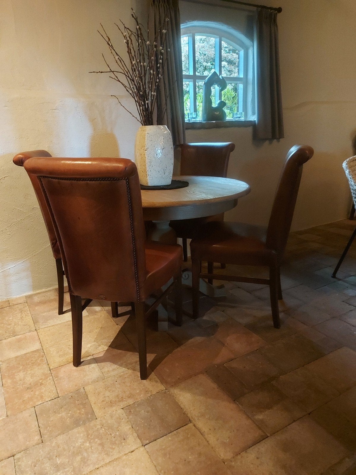 4 schapenleren stoelen van Joris, Gebruikt, Bruin, Leer, Ophalen of Verzenden