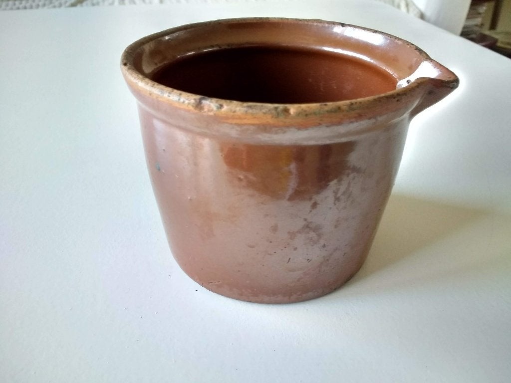 Originele bruine Keulse pot 11 cm doorsnee 10 cm hoog, Ophalen of Verzenden