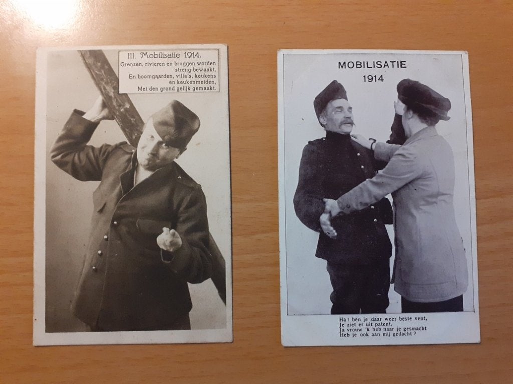 2x  mobilisatie 1914 verzonden militair Zutphen, Ophalen of Verzenden, Landmacht, Nederland, Foto of Poster