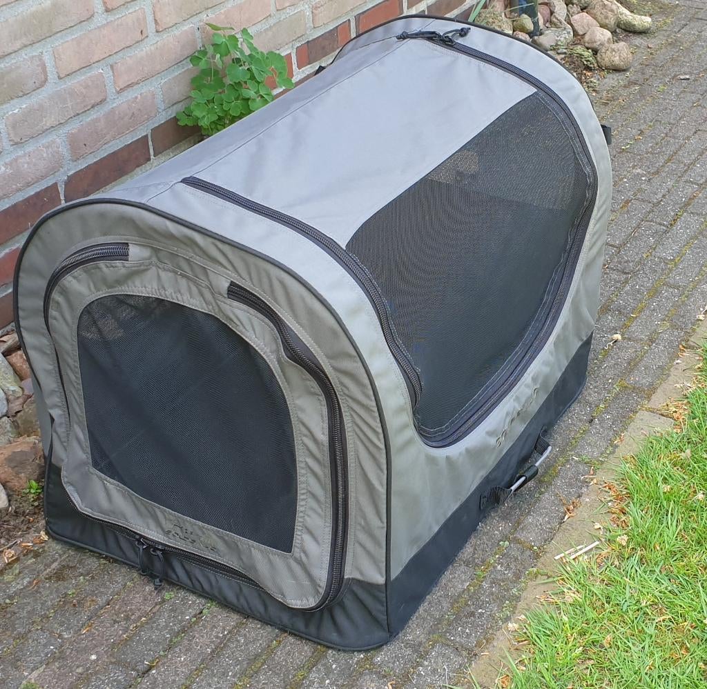 bench 50x50x70  inklapbaar stof groen antraciet, Dieren en Toebehoren, Hondenbenches, Ophalen of Verzenden, Zo goed als nieuw