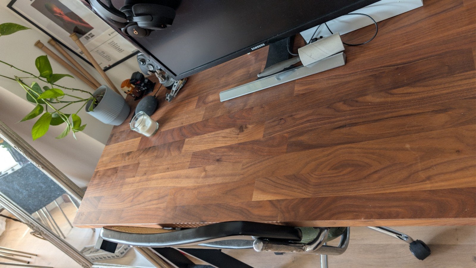 IKEA keukenblad als bureau op schragen, Huis en Inrichting, Ophalen, Overige typen, Gebruikt, Hout