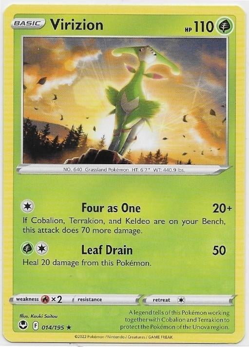 Silver Tempest,  Virizion [rare] 14/195, Verzenden, Nieuw, Losse kaart