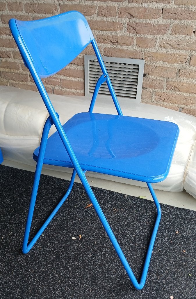 Vintage ikea klapstoel, Ophalen, Kunststof, Gebruikt, Blauw