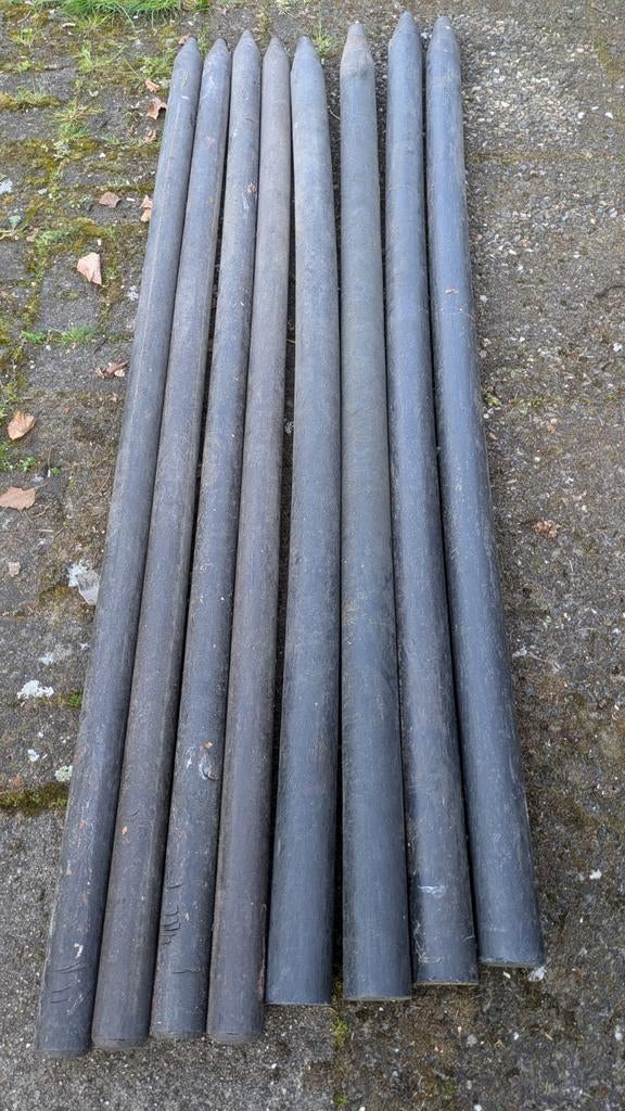 8 kunststof zwarte palen afrastering, Tuin en Terras, Palen, Balken en Planken, Ophalen, Minder dan 180 cm, Palen