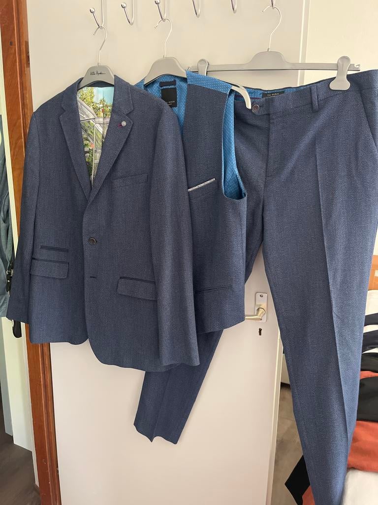 Ted Baker London driedelig pak - Maat XL, Ophalen of Verzenden, Zo goed als nieuw, Maat 52/54 (L), Blauw