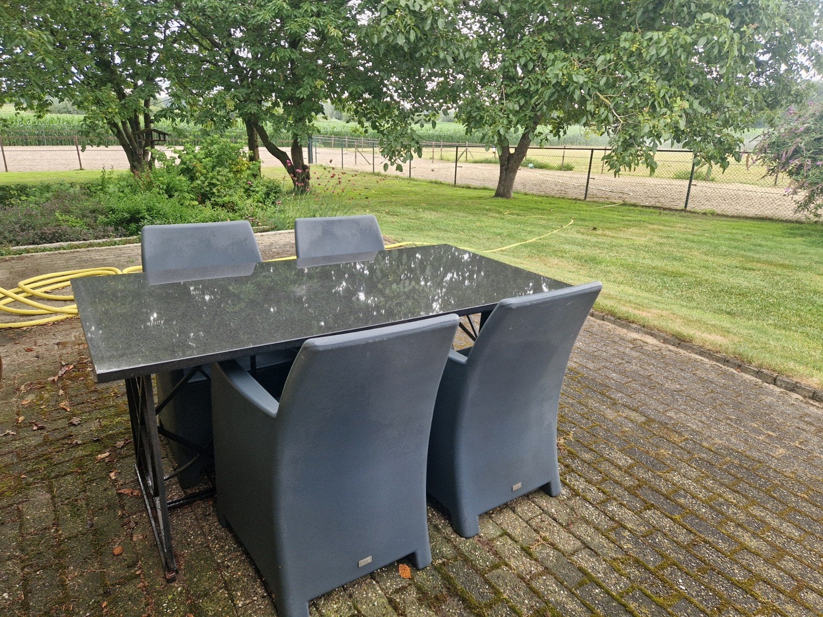 Tafel graniet blad 170 x 90, Ophalen, Gebruikt, Tuinset, Eettafel