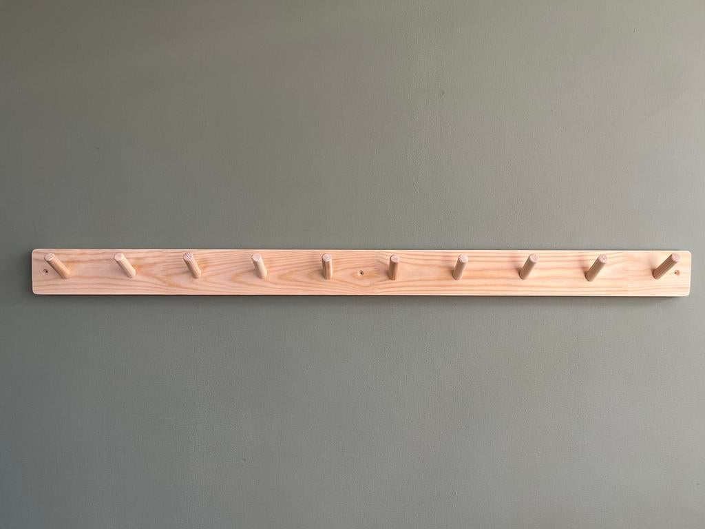 10 haaks handgemaakte grenen (kinder)kapstok 100cm, Muziek en Instrumenten, Blaasinstrumenten | Dwarsfluiten en Piccolo's, Ophalen of Verzenden