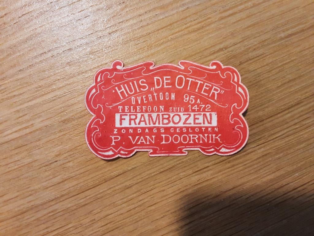 Sluitzegel etiket limonade ? Huis de Otter frambozen, Ophalen of Verzenden, Gebruikt