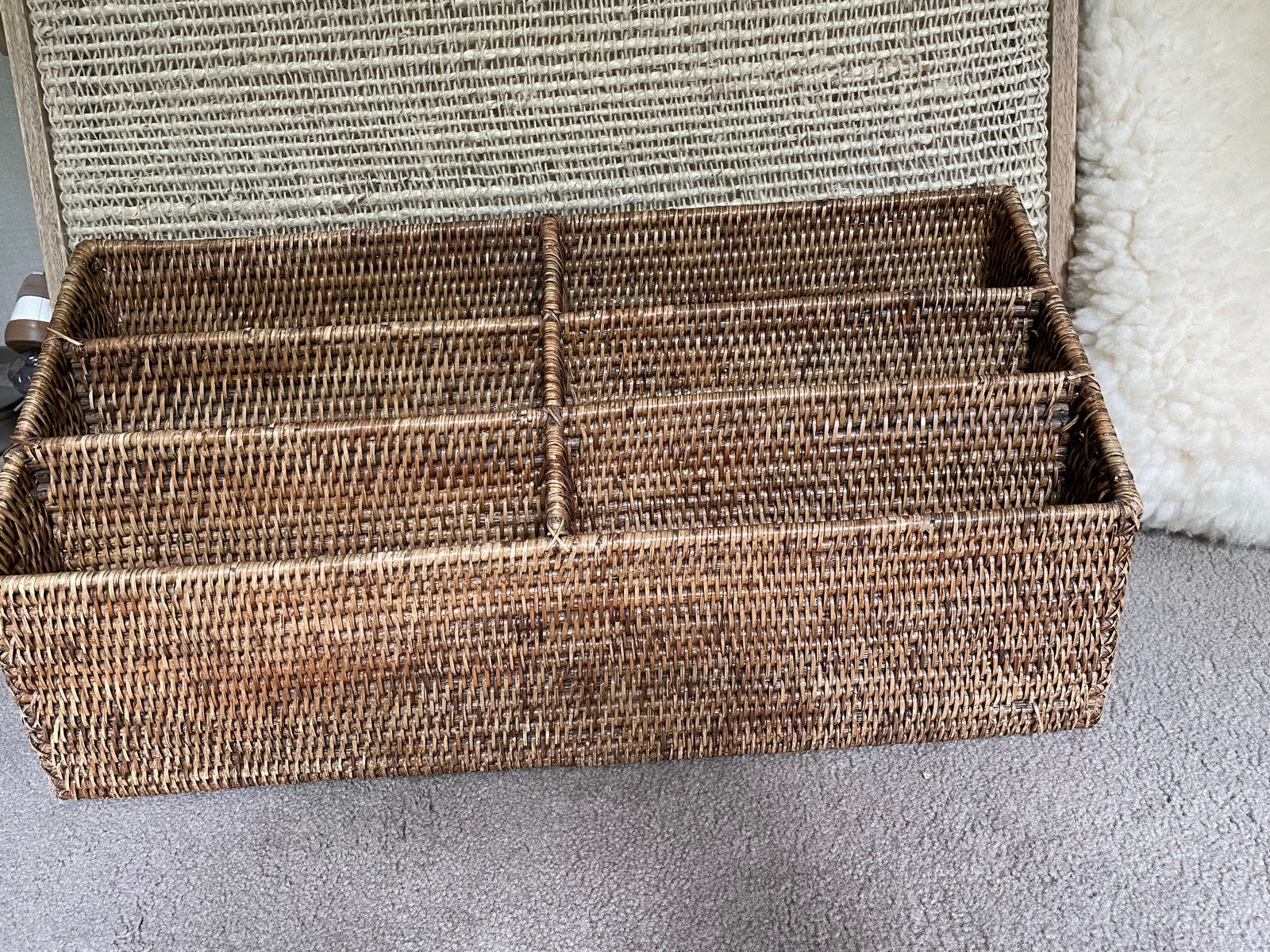 Grote Birma Rieten Mand (L 65 B 30 cm), Huis en Inrichting, Woonaccessoires | Schalen en Manden, Gebruikt, Mand, Ophalen of Verzenden
