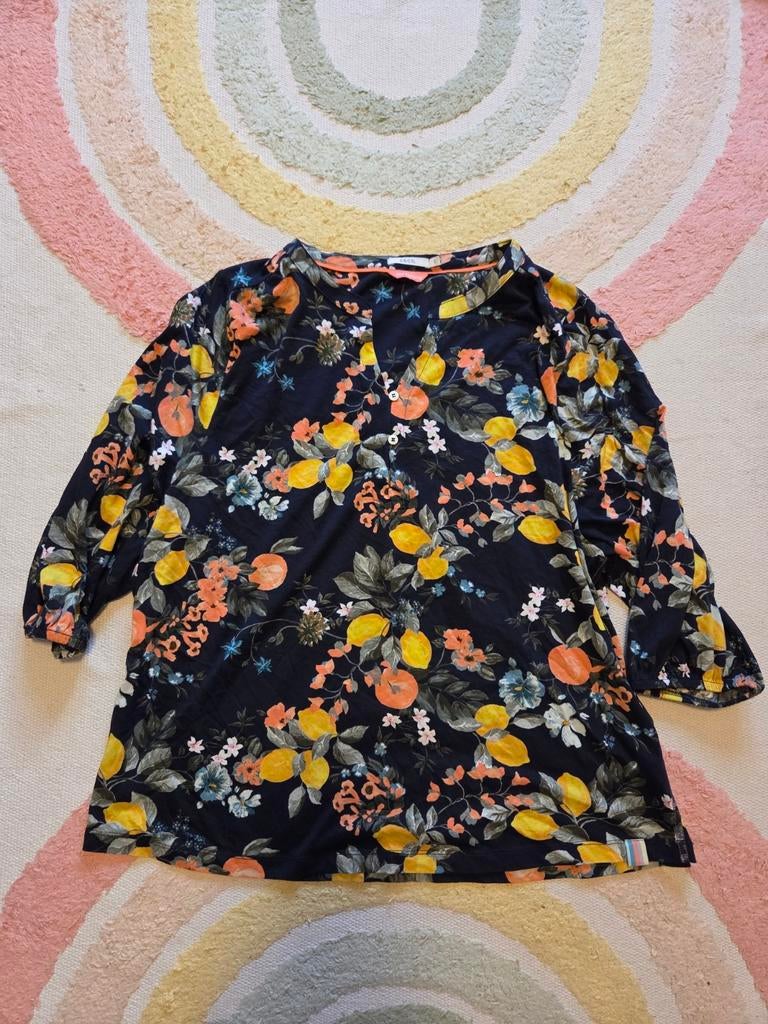 Nieuw: cecil maat s blouse met bloemen en citroen 3/4 mouwen, Blauw, Nieuw, Ophalen of Verzenden, Maat 36 (S)