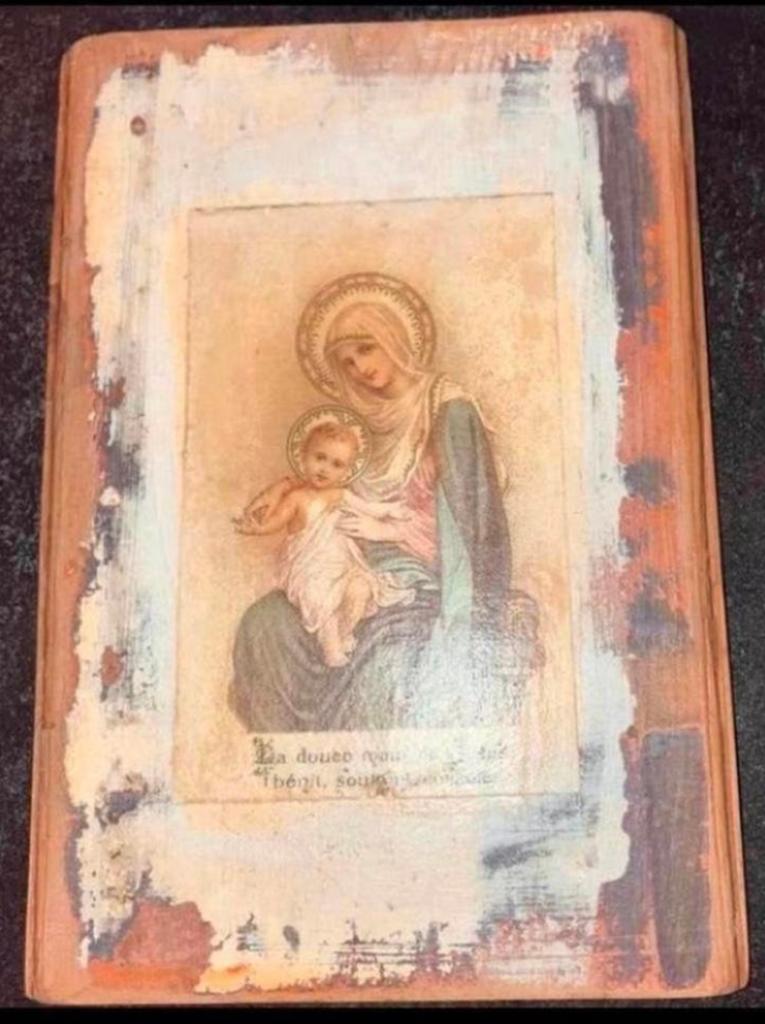 Icoon Onze Lieve Vrouwe met haar zoon …erg mooi !!, Antiek en Kunst, Antiek | Religie, Ophalen of Verzenden