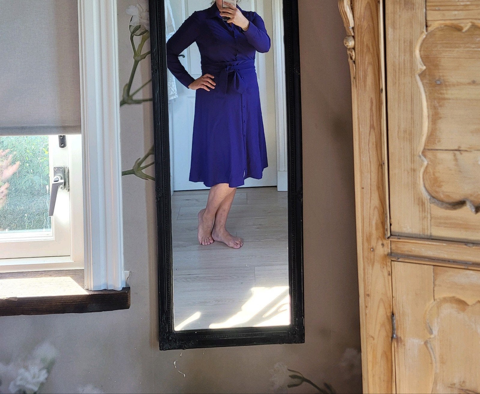 mooie donkerpaarse jurk ladress la dress mt l xl, Kleding | Dames, Verzenden, Paars, Maat 46/48 (XL) of groter, Zo goed als nieuw