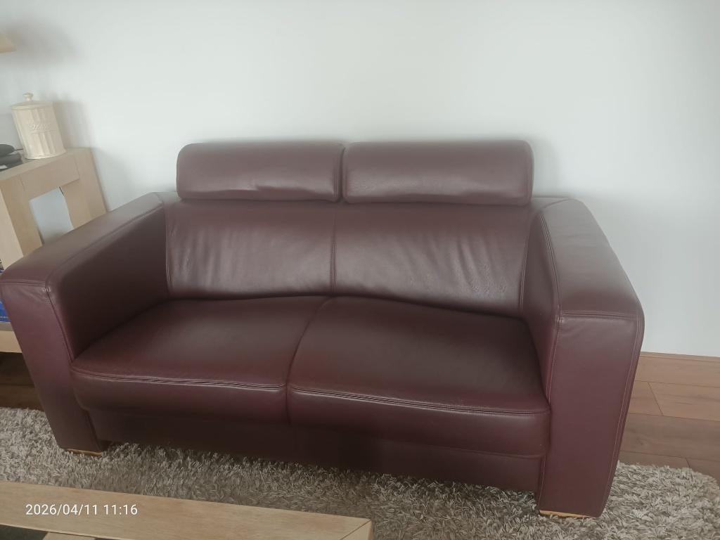 Bankstel leder 2x1 zits 2x2 zits, Huis en Inrichting, Banken | Bankstellen, Ophalen, Leder, Gebruikt, Overige maten