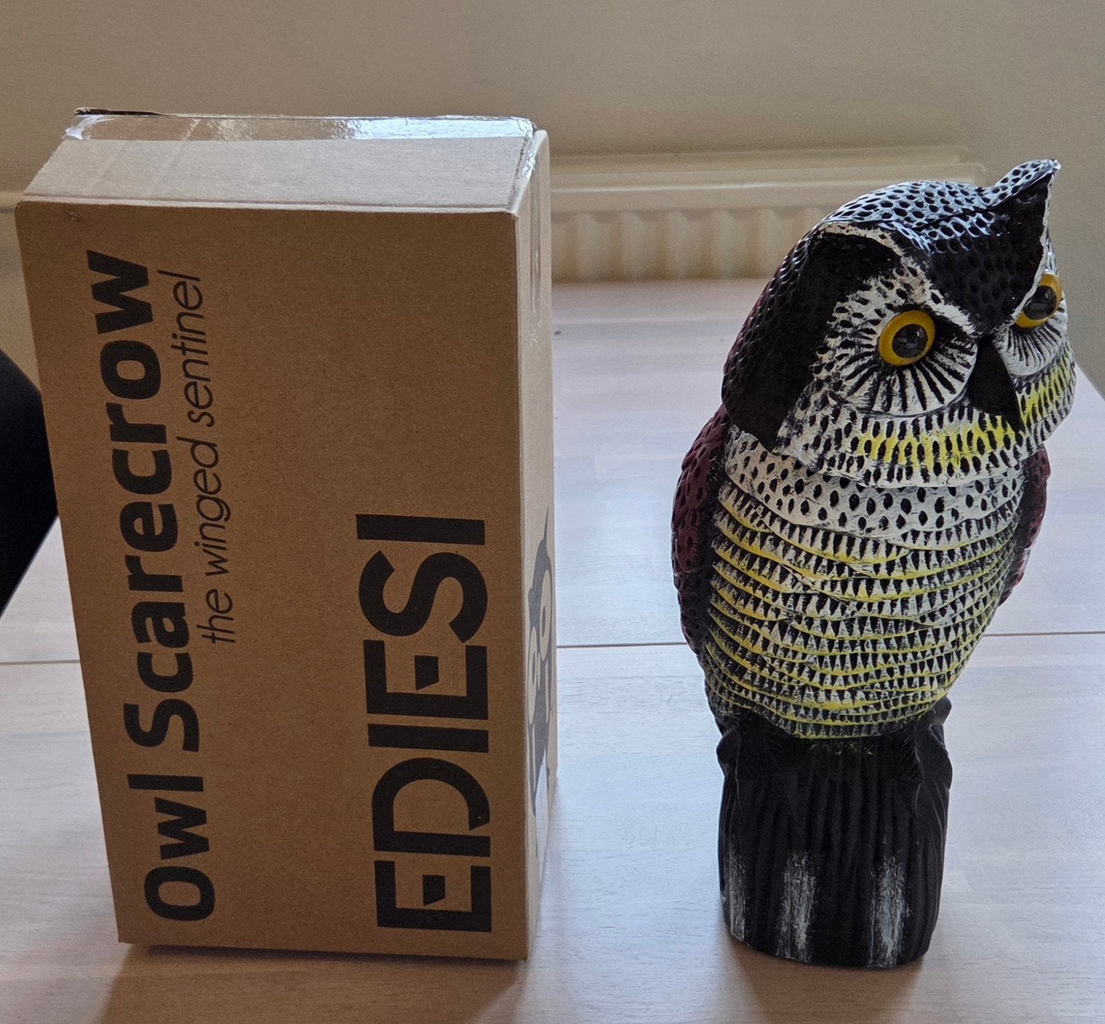 Ediesi vogelverschrikker / duivenverjager, beweegbaar hoofd, Ophalen of Verzenden, Zo goed als nieuw