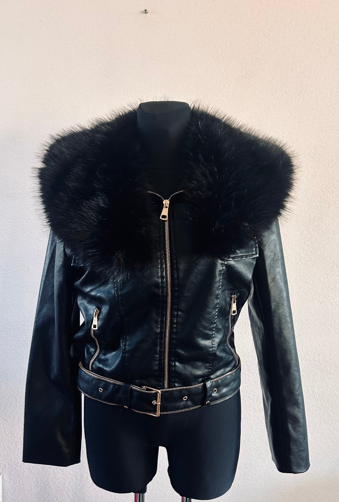 Stoere leather look jack maat L, Ophalen of Verzenden, Nieuw, Maat 42/44 (L), Zwart
