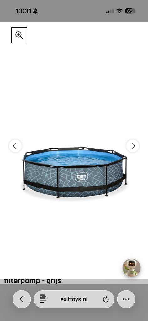 EXIT Toys Stone Frame Pool Ø360x76cm met filterpomp, Tuin en Terras, Zwembaden, Ophalen, Gebruikt, Minder dan 80 cm, Rond