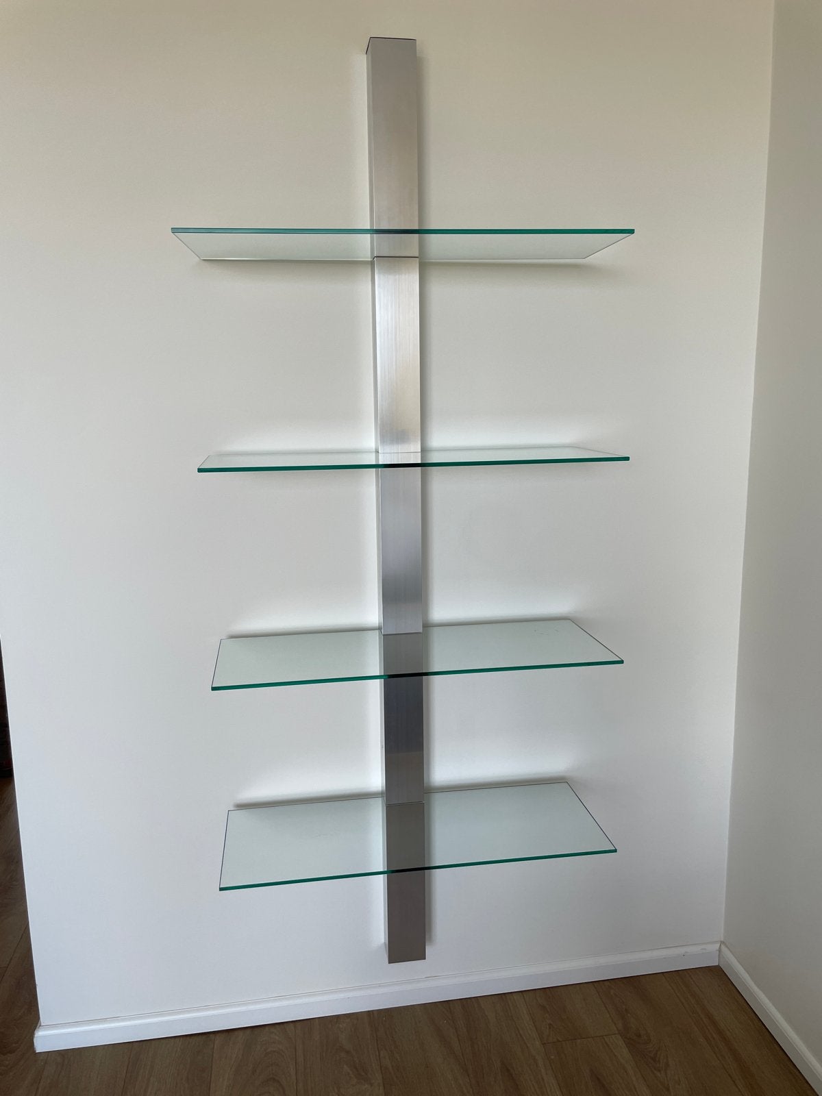 Moderne wandplank met glazen planken, Ophalen, Gebruikt