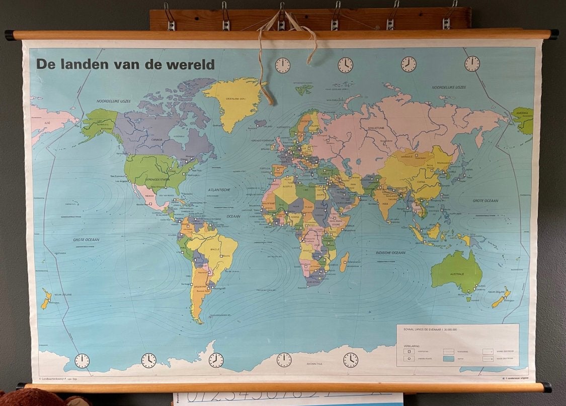 Vintage Landkaart de landen van de wereld, Ophalen