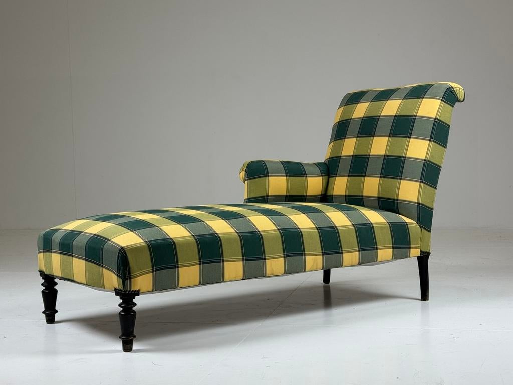 Chaise Longe Frans Antiek, Huis en Inrichting, Slaapkamer | Slaapbanken, Ophalen, Zo goed als nieuw, Tweepersoons, Groen