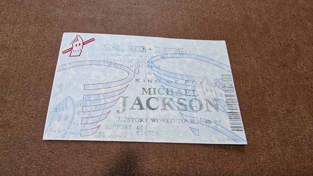 GEBRUIKT MICHAEL JACKSON HISTORY CONCERT TICKET KAARTJE, Ophalen of Verzenden, Gebruikt, Foto of Kaart