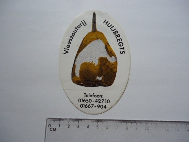 sticker oud HUIBREGTS Roosendaal oud vossemeer vlees zoutery, Verzenden, Zo goed als nieuw, Bedrijf of Vereniging