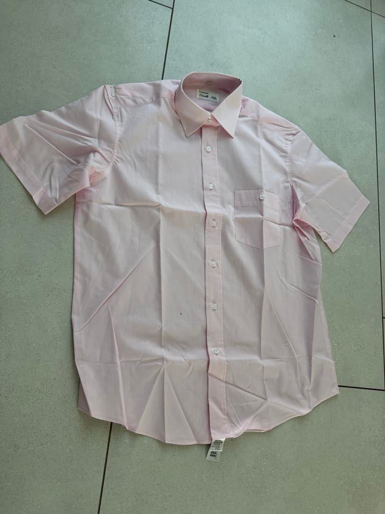 Roze overhemd korte mouwen - Zwarte Tulp - Maat M, Kleding | Heren, Ophalen of Verzenden, Zo goed als nieuw, Roze, Halswijdte 39/40 (M)