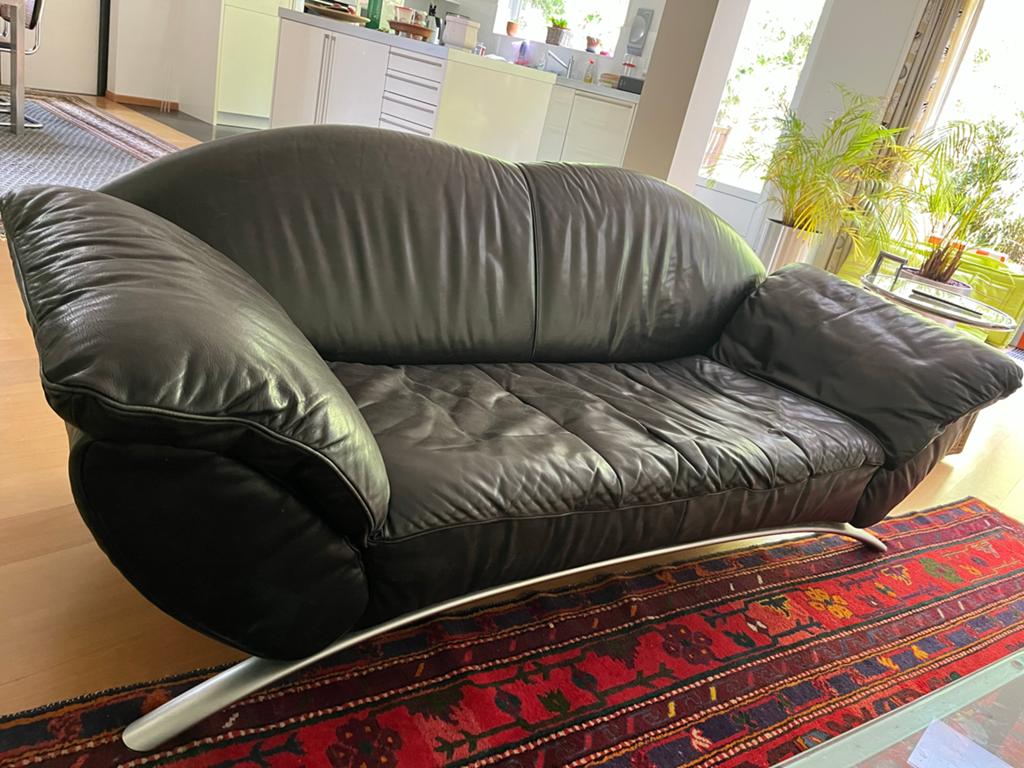Rolf Benz Design Bankstel 2- en 3-zits Zwart Leer, Ophalen, Zo goed als nieuw, 200 tot 250 cm, Leer