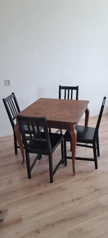 Wooden dining table with 4 chairs - Vintage style, Ophalen, Gebruikt, 50 tot 100 cm, 50 tot 100 cm
