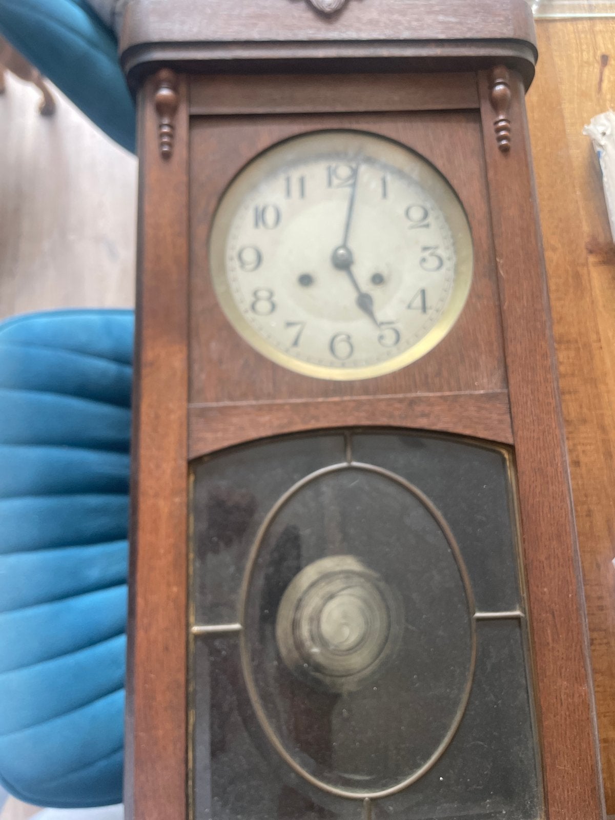 Antieke Kienzle wandklok met slinger en gong, Ophalen of Verzenden