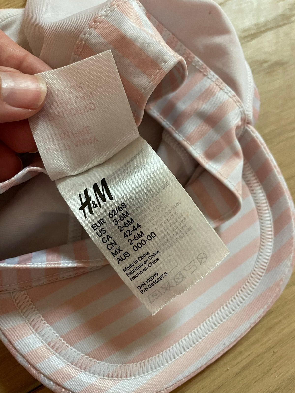 H&M Baby Zonnehoedje Roze Gestreept Maat 62/68, Maat 62, Meisje, Hoed, Ophalen of Verzenden