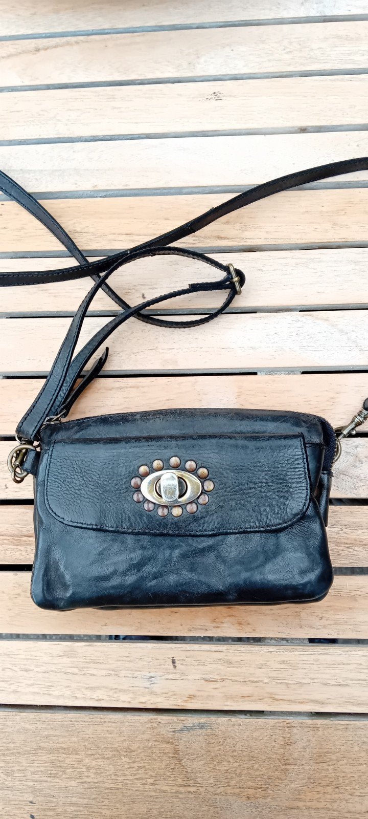 Bear bags zwart leren tasje, Ophalen, Zo goed als nieuw, Zwart, Leer