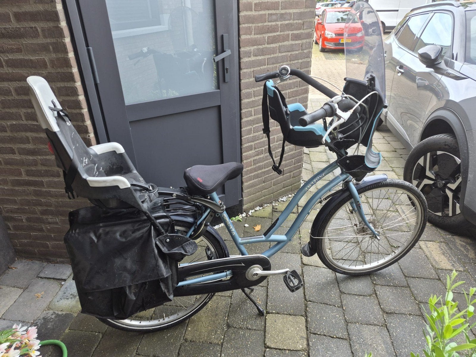 Sparta moederfiets 50cm compleet met stoeltjes en windscherm, Ophalen, 2 zitjes, Sparta, Gebruikt