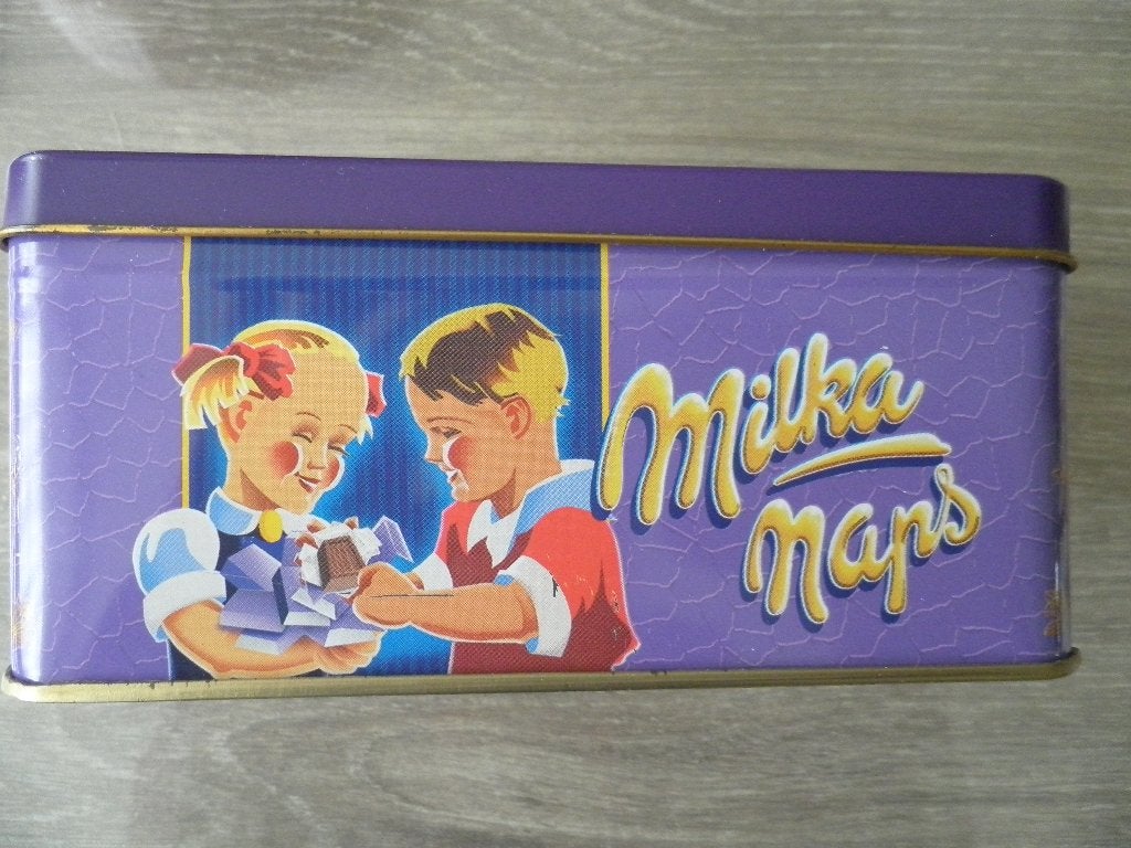 Milka naps blikje., Verzamelen, Ophalen of Verzenden, Gebruikt, Overige, Overige merken