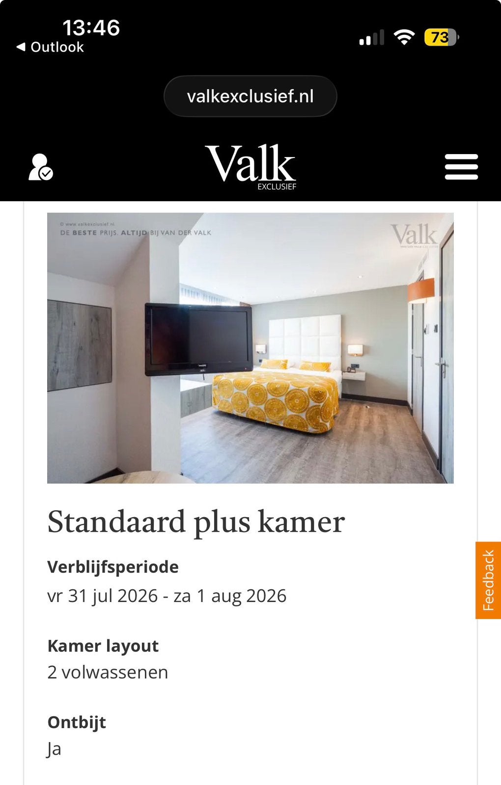 Overnachting voor 2 personen incl ontbijt v.d Valk Akersloot, Twee personen, 1 overnachting