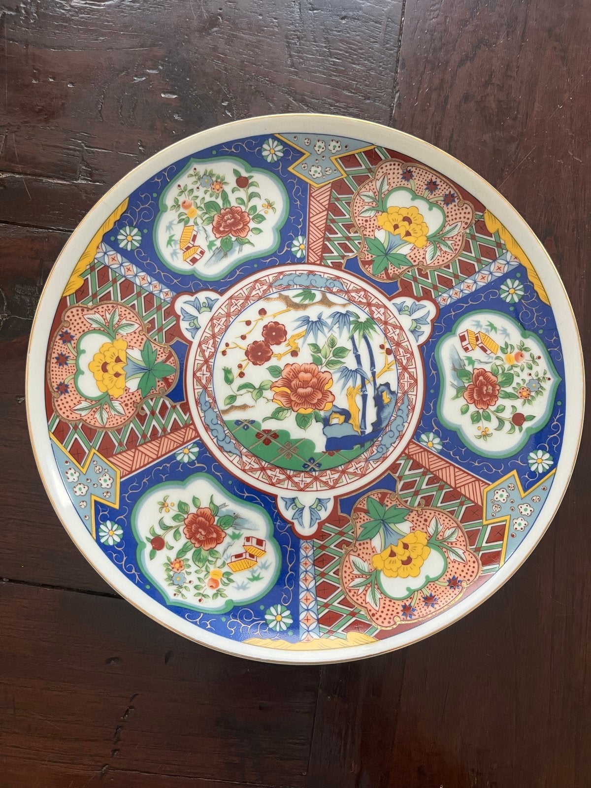 Decoratief Japans bord met bloemen en bamboe, Ophalen of Verzenden