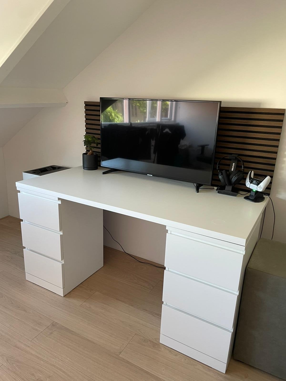 Ikea bureau LAGKAPTEN (160x80) met 2 MALM ladeblokken, Huis en Inrichting, Ophalen, Met lades, Spaanplaat of MDF, Zo goed als nieuw