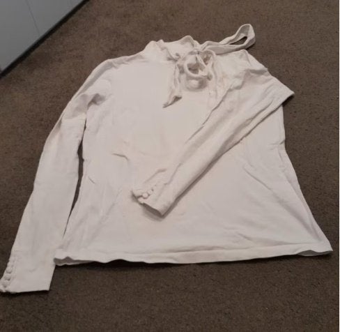 Purdey creme tricot t shirt met strik, Maat 38/40 (M), Beige, Ophalen of Verzenden, Purdey