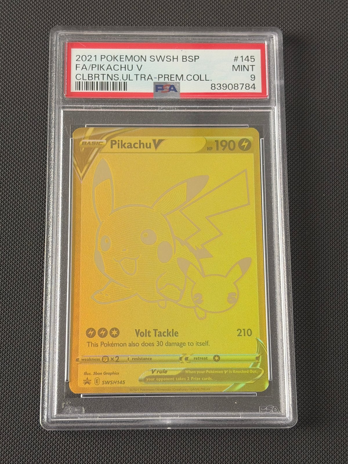Pokémon Pikachu V SWSH #145 PSA 9 MINT Gold Kaart, Hobby en Vrije tijd, Verzamelkaartspellen | Pokémon, Ophalen, Zo goed als nieuw
