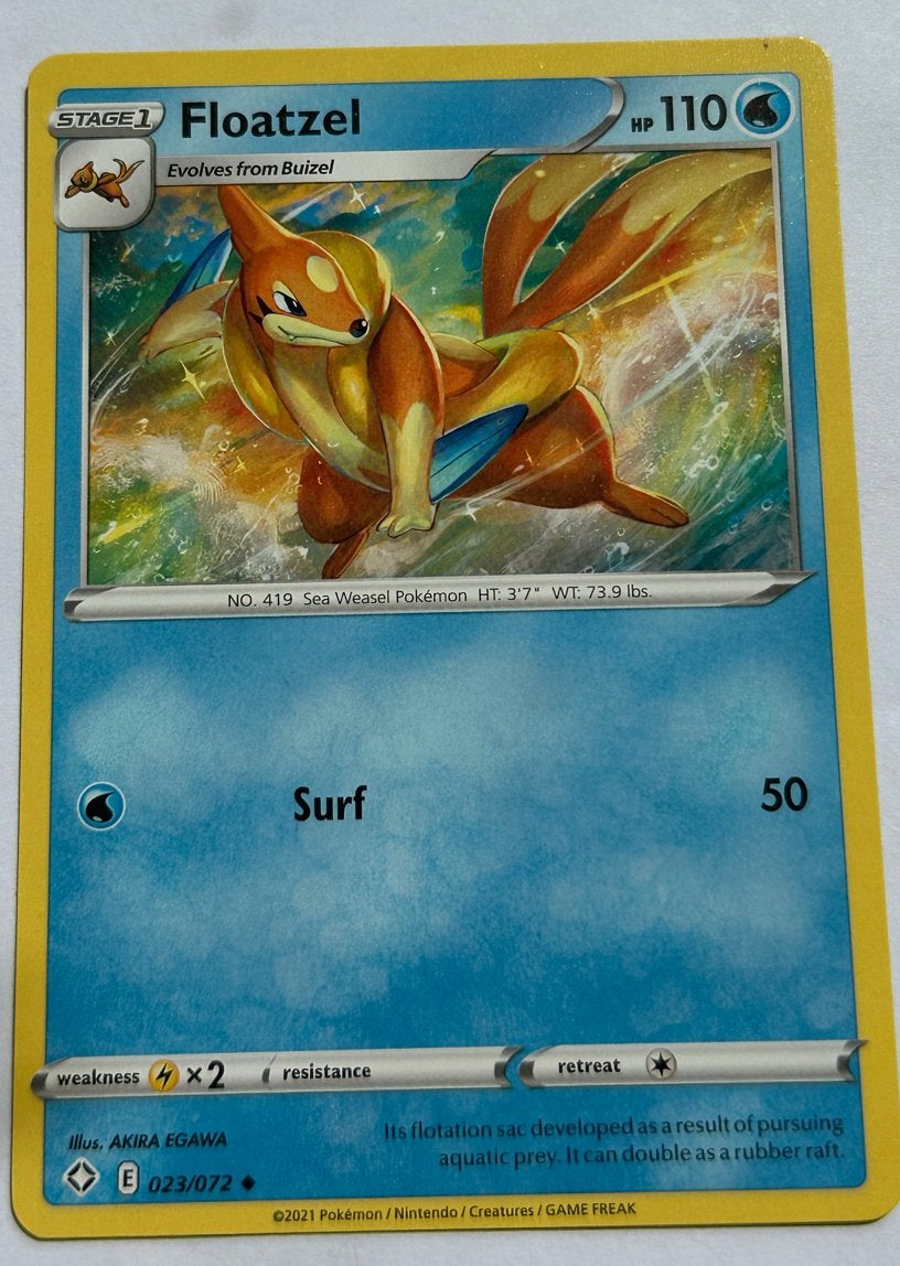 Pokémon Kaart Floatzel 023/072 - Evolves from Buizel, Hobby en Vrije tijd, Ophalen of Verzenden, Zo goed als nieuw, Losse kaart