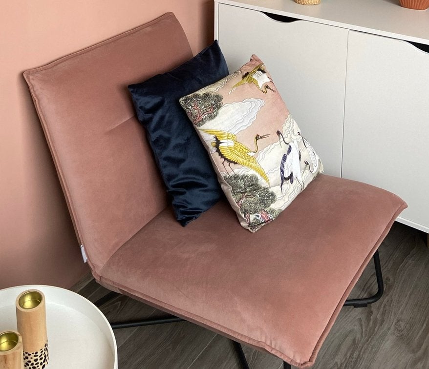 Fauteuil velvet roze, Ophalen, Eenpersoons, Minder dan 75 cm, Zo goed als nieuw