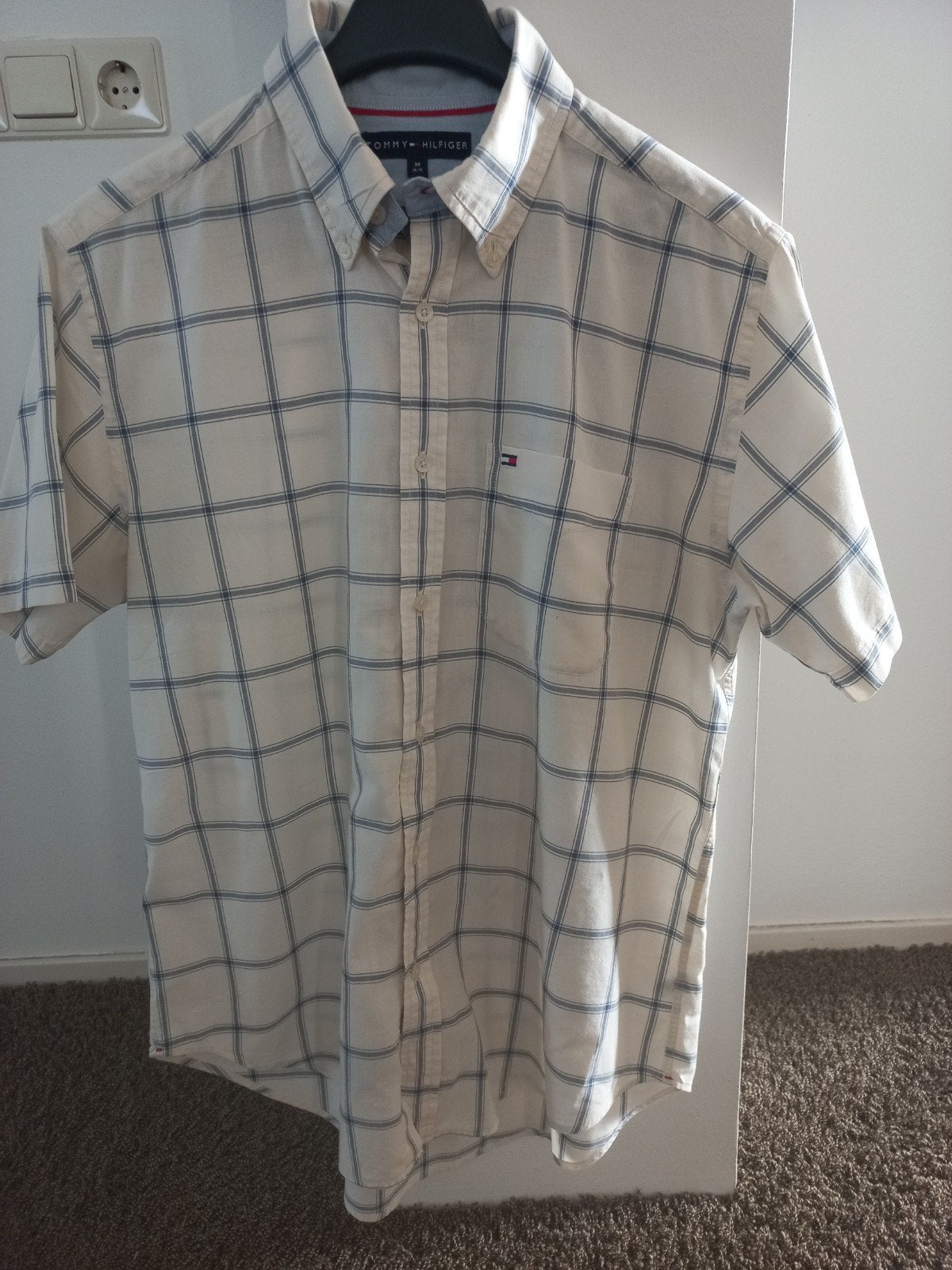 Tommy Hilfiger geruit overhemd - Maat M, Wit, Tommy Hilfiger, Zo goed als nieuw, Halswijdte 39/40 (M)