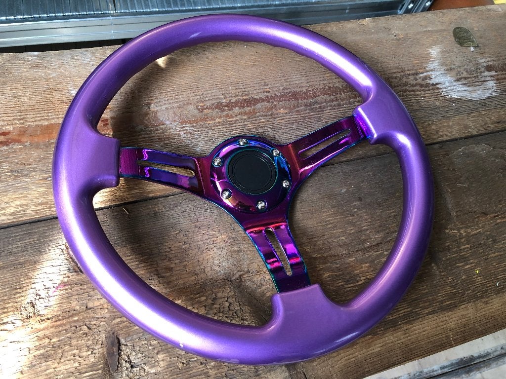 JapPower/PowerParts Racestuur sportstuur paars neochrome, Auto diversen, Ophalen of Verzenden