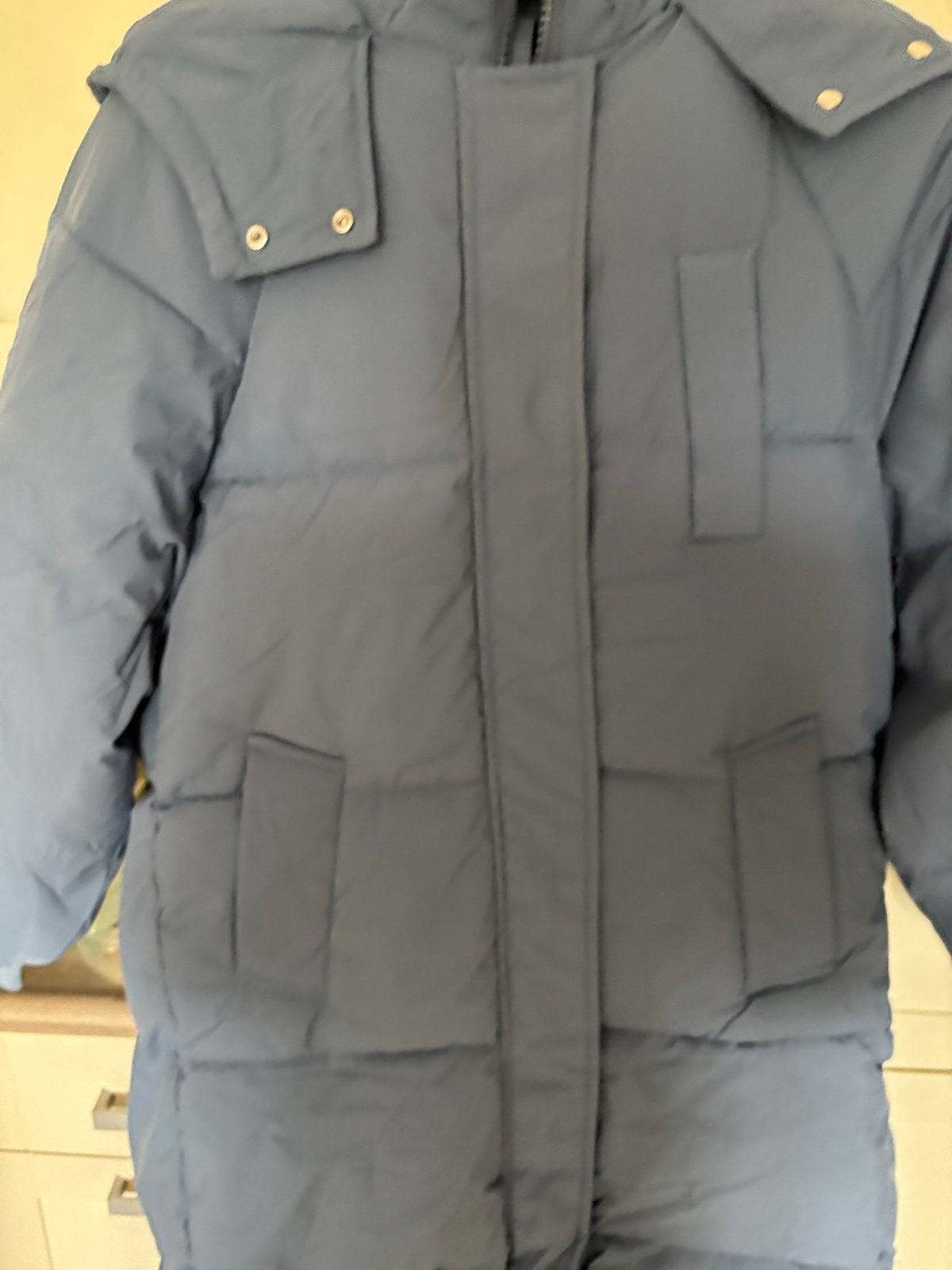 Yibaishun gewatteerde jas met capuchon, Ophalen of Verzenden, Nieuw, Maat 42/44 (L), Grijs