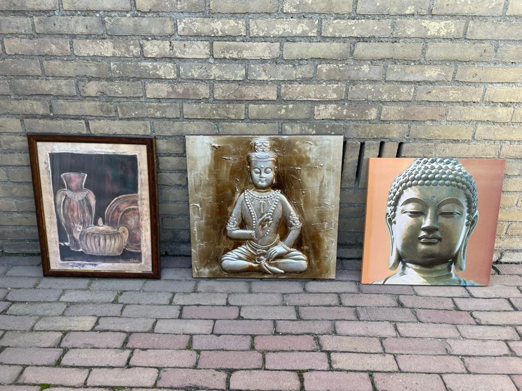 Set van 3 decoratieve kunstwerken: Boeddha en stilleven, Ophalen