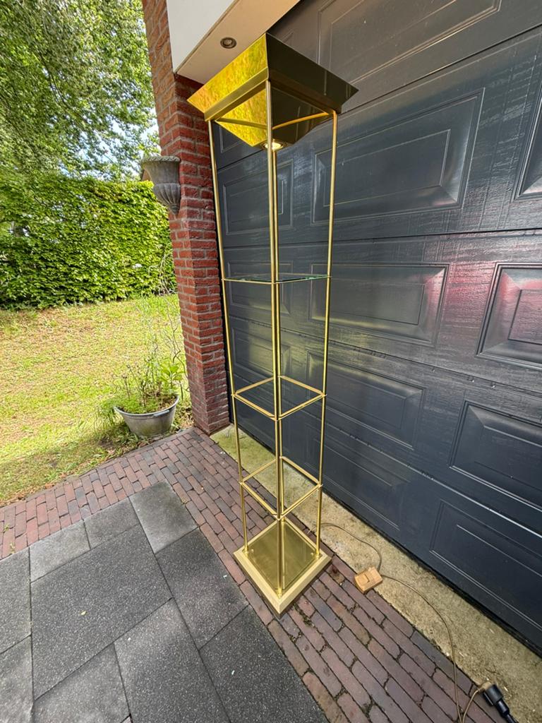 De Knudt vloerlamp etagere - messing met glazen platen, Ophalen, Gebruikt, Regency, Glas