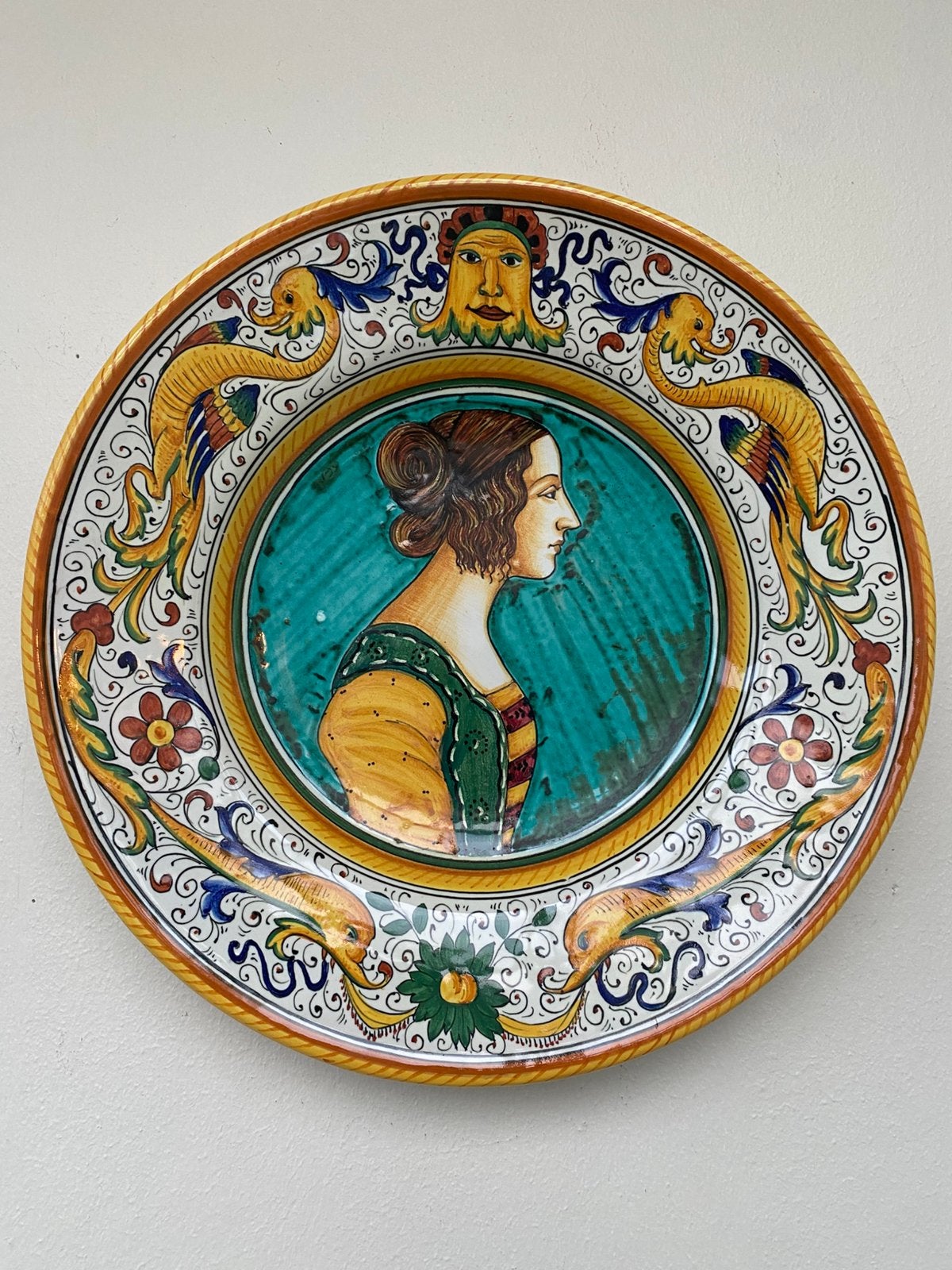 Deruta Italië - Groot majolica wandbord!, Ophalen of Verzenden