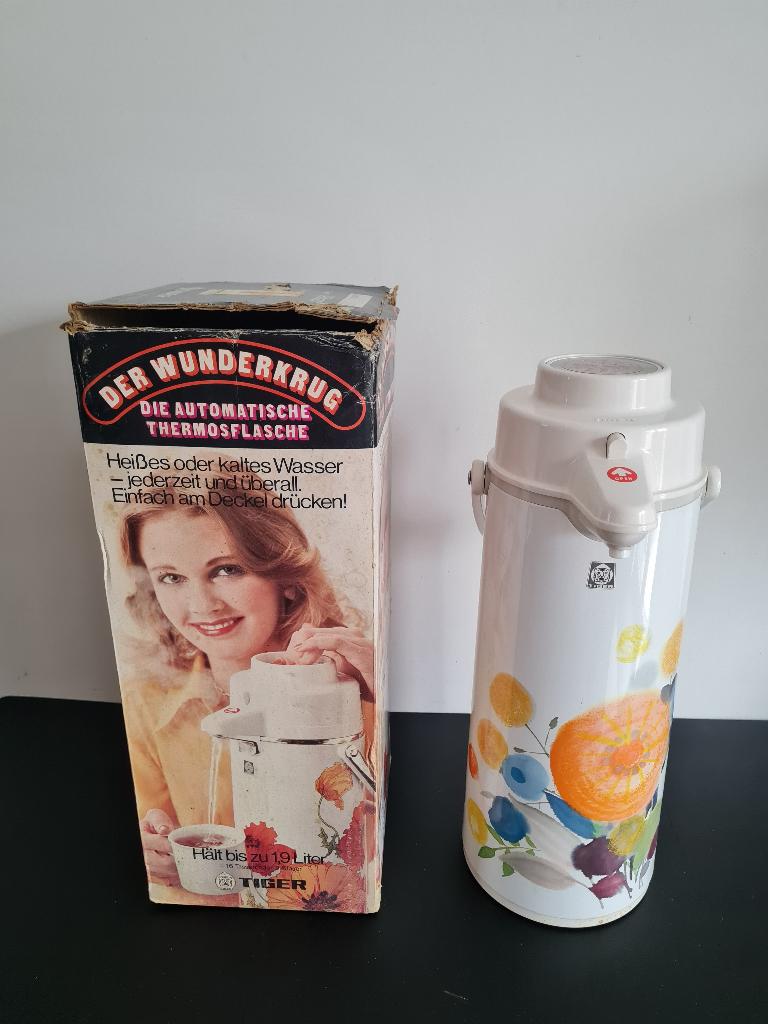 vintage thermosfles met bloemmotief/Tiger/in doos, Ophalen of Verzenden, Huis en Inrichting